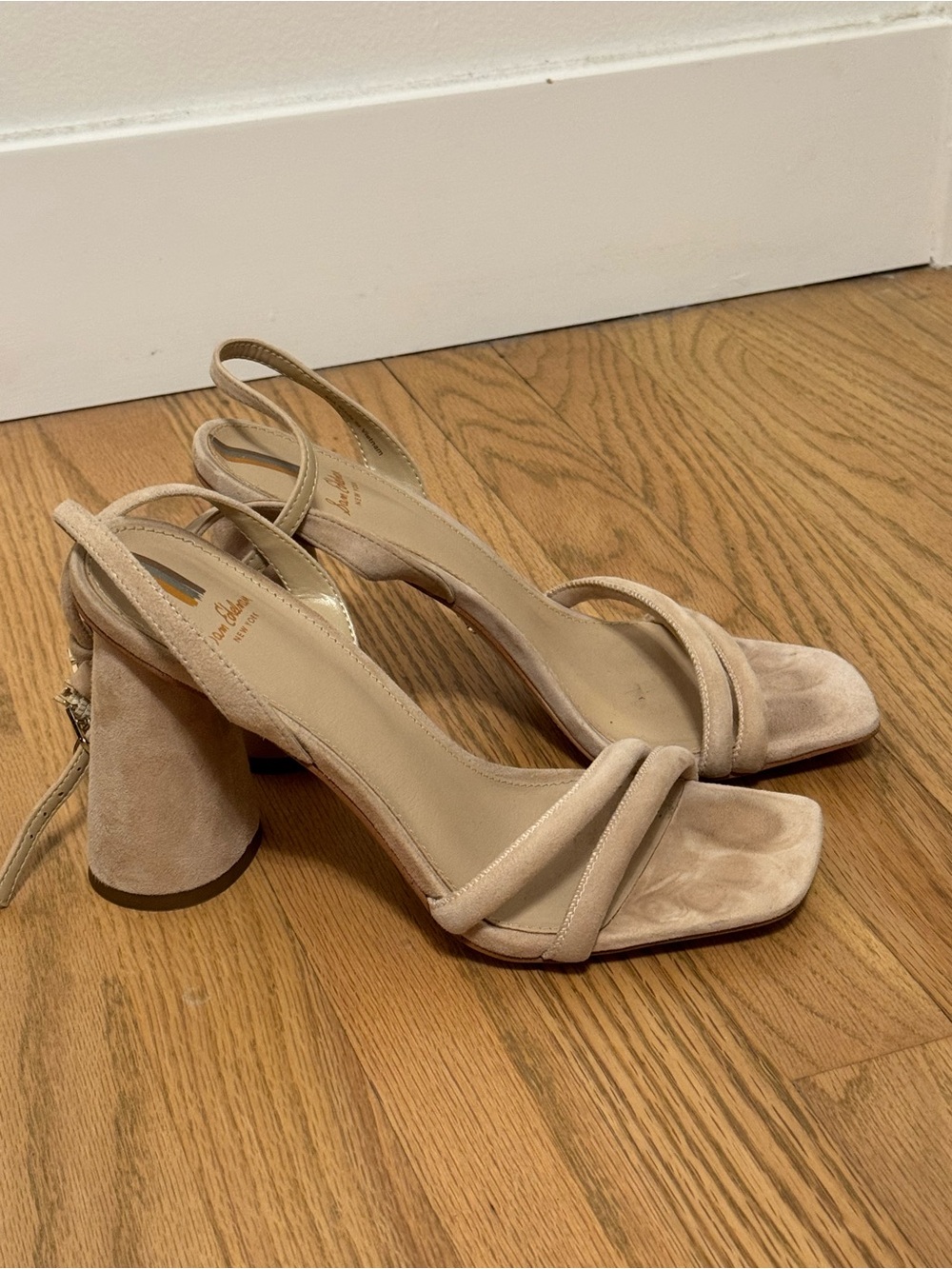 Sam Edelman Kia Nude Suede Slingback Block Heel Sandals